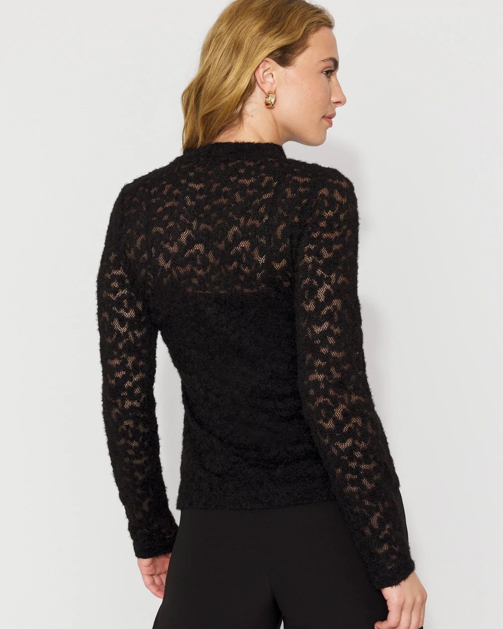 Textured Lace Mockneck Top | White House Black Market